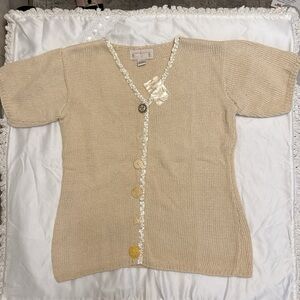 California Style Women's Cream Coastal Grandma Sweater XL 100% cotton